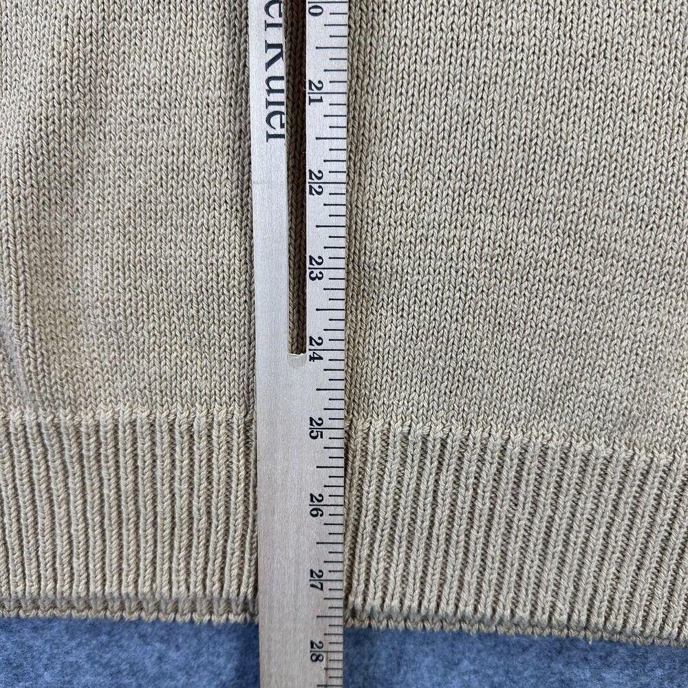 Victorinox Sweater Mens XL Beige Cotton V Neck Knit Long Sleeve Logo Swiss Army - Picture 6 of 7